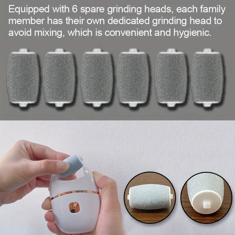 Exfoliador eléctrico de pies recargable con 6 cabezas reemplazables
