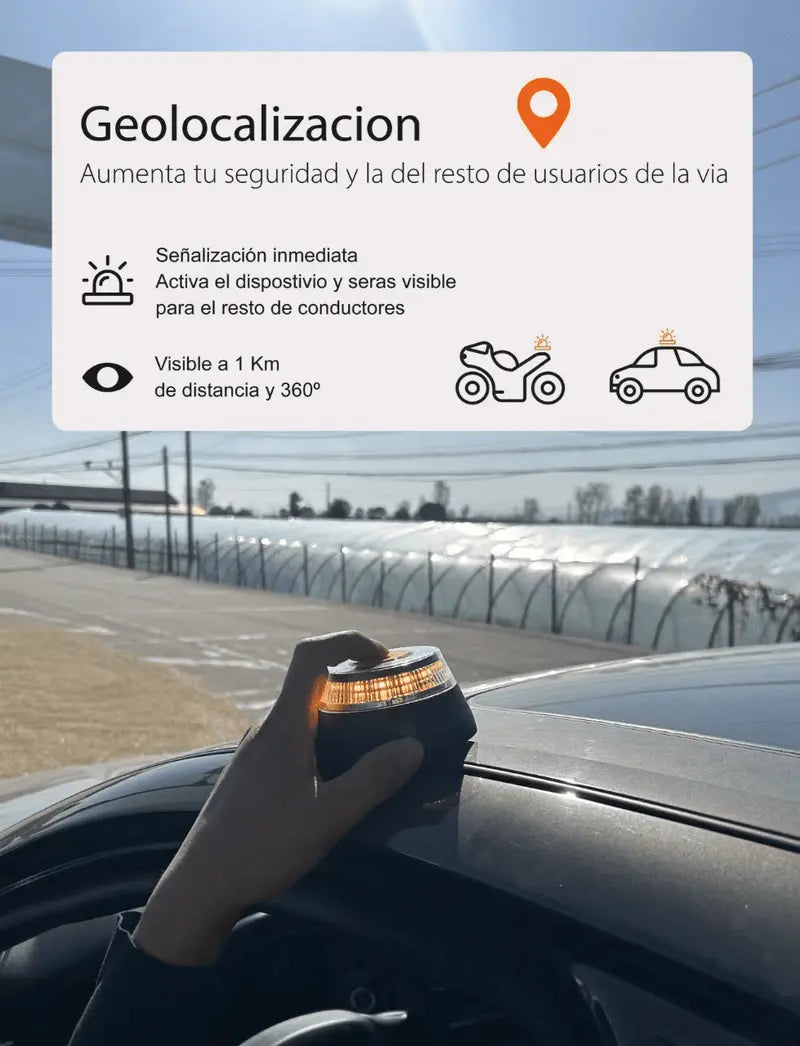 DON FELIZ Luz de Emergencia para Coche Aprobada por DGT con Geolocalización