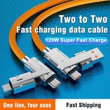 Cable PD USB Tipo-C a Tipo-C, carga rápida 4 en 1, 120W
