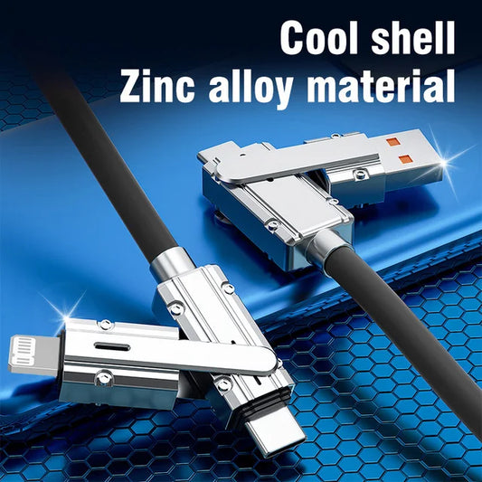 Cable PD USB Tipo-C a Tipo-C, carga rápida 4 en 1, 120W