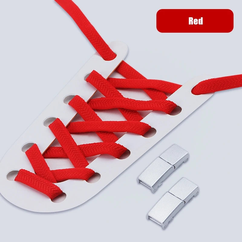 Cordones elásticos sin nudos con cierre magnético, planos y ajustables.