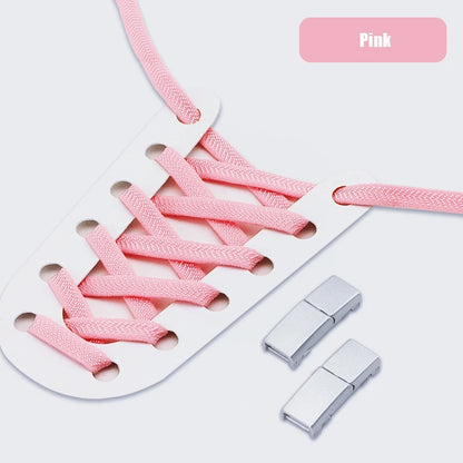 Cordones elásticos sin nudos con cierre magnético, planos y ajustables.