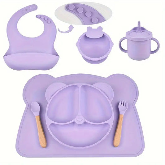 Set de alimentación de silicona para niños pequeños de 0 a 3 años