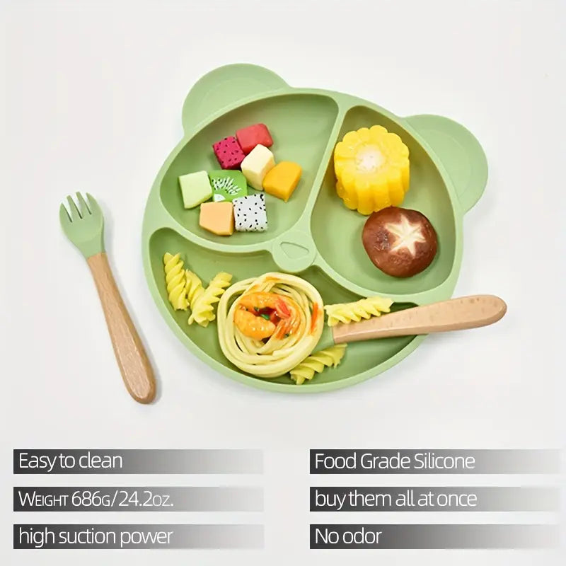 Set de alimentación de silicona para niños pequeños de 0 a 3 años