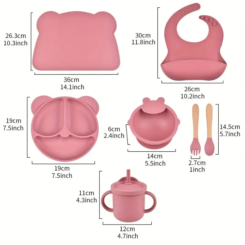 Set de alimentación de silicona para niños pequeños de 0 a 3 años