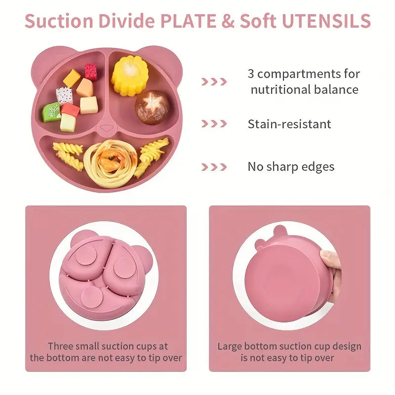 Set de alimentación de silicona para niños pequeños de 0 a 3 años