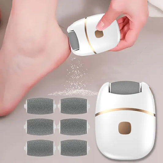 Exfoliador eléctrico de pies recargable con 6 cabezas reemplazables