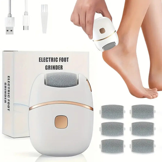 Exfoliador eléctrico de pies recargable con 6 cabezas reemplazables