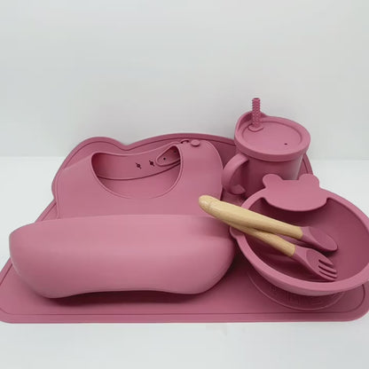 Set de alimentación de silicona para niños pequeños de 0 a 3 años